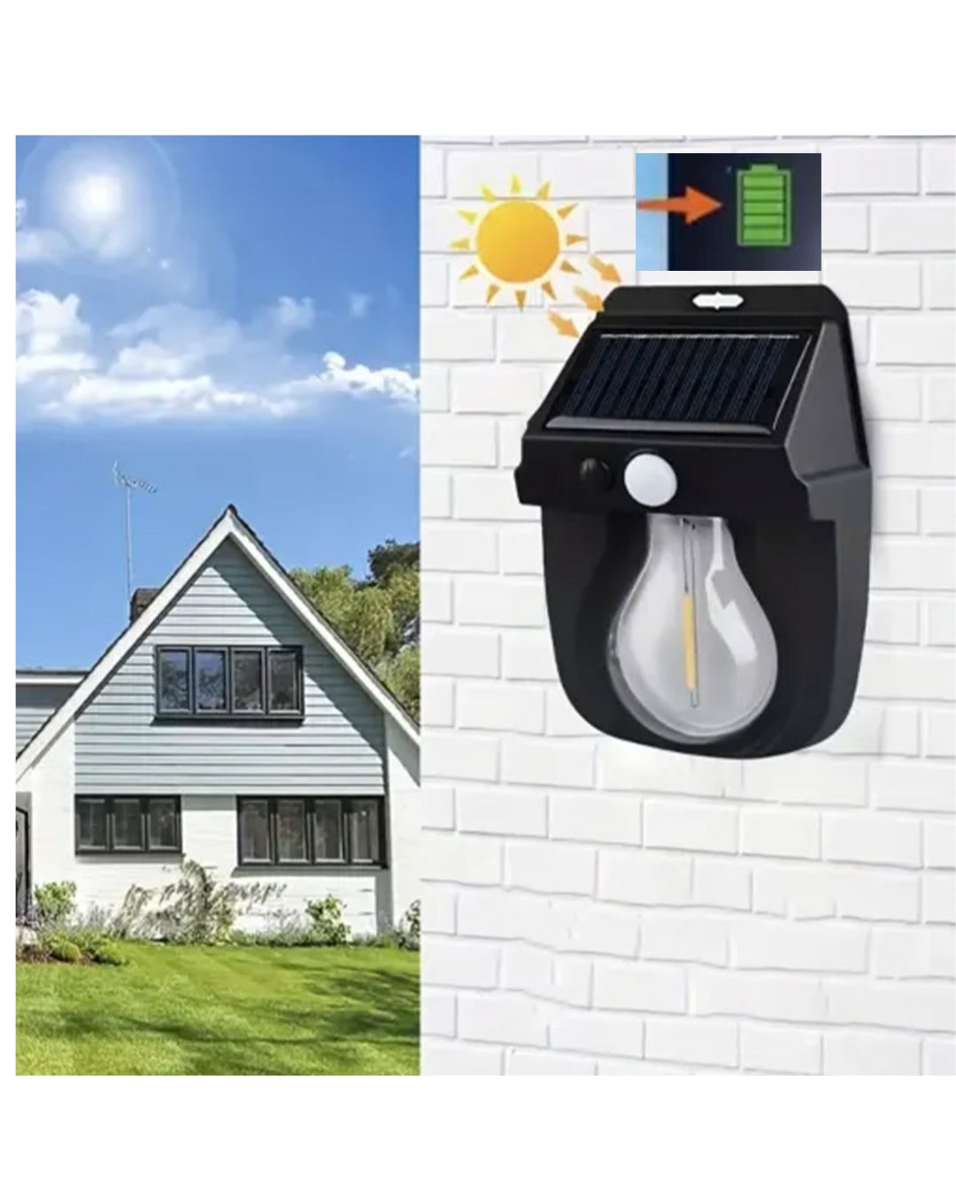 Foco Lampara Solar De Pared Luz Calida