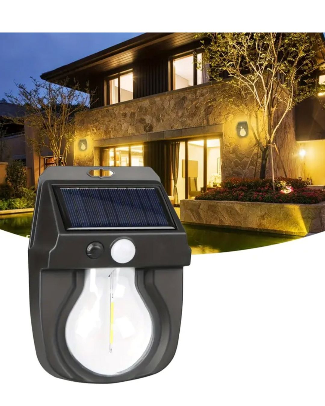 Foco Lampara Solar De Pared Luz Calida