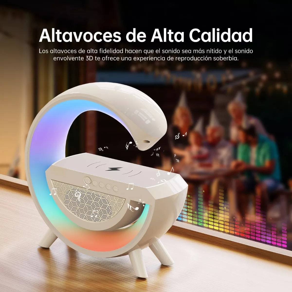 Bocina Bluetooth Con Luces Y Cargador